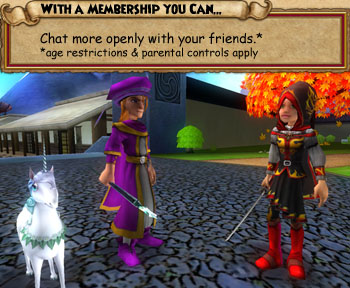 With a Wizard101 membership, you can chat more openly with your friends