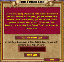 Wizard101 True Friend Code